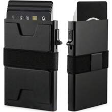 Youyijia Card Holder Wallet Slim Wallet RFID Blocking Pull Up Card Credit Holder Minimalist Wallet Black - Black - View 2