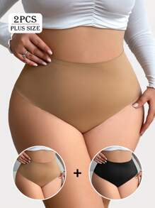 2pcs High Waisted Seamless For Women Comfort Briefs Invisible No Show Panties Full Coverage
