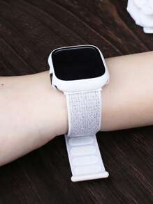 Compatible With Apple Watch Band Case Men'S And Women'S Fashion Sports Soft Breathable Magic Self-Adhesive Nylon Strap + Frosted Texture Anti-Drop And Scratch Pc And Tempered Glass Protective Film Integrated Watch Case Compatible With Apple Watch 40/41/42/44/45/46/49mm Replacement Band Case Compatible With Apple Watch Series Ultra/11/10/9/8/7/6/5/4/Se Band Case Washable Band Touch Sensitive Case - Flash White - View 6