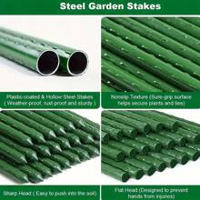20pcs Durable Garden Support Set, Coated Metal Core, Includes 8 Support Rods, 4 A-Frame Clips, 4 Connectors, 4 Universal Clamps, Anti-Corrosion, Easy To Insert, Suitable For Various Plants, Fruits, Vegetables, Patio Gardening Essentials - Multicolor - View 2