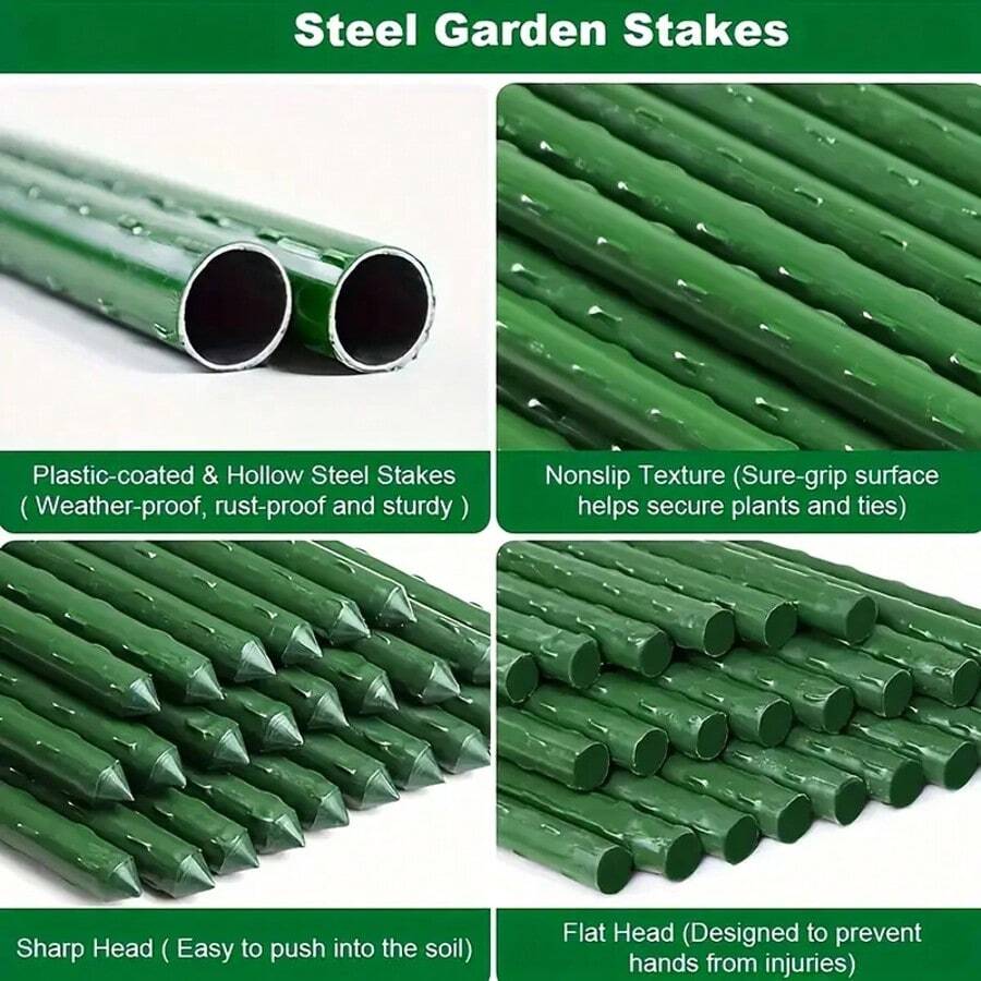 20pcs Durable Garden Support Set, Coated Metal Core, Includes 8 Support Rods, 4 A-Frame Clips, 4 Connectors, 4 Universal Clamps, Anti-Corrosion, Easy To Insert, Suitable For Various Plants, Fruits, Vegetables, Patio Gardening Essentials
