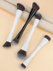 1 Piece Dual-Ended Makeup Brush Set: Angled Foundation Brush, Round Foundation Brush, Contour Brush, Flat Foundation Brush