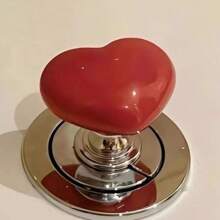 1pc Heart-Shaped Toilet Flush Button Accessory, Creative Bathroom Tank Press Assist Decor - Red - View 2