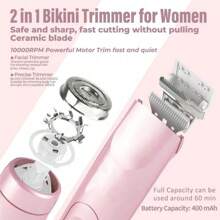 Hair Trimmer For Women, 1 Box Rechargeable 2 In 1 Body & Facial Diffuser Hair Removal Double Head Trimmer For Face Underarm Legs, Valentine's Day Gift