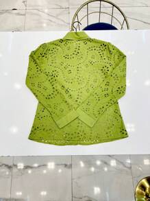 Leze Shirt With Collar Detail/E066 - màu xanh lá - Xem 3