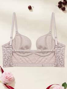 Lencería de novia ultradelgada para temporada festiva, lencería sexy con encaje en forma de U y espalda descubierta para mujeres, sujetador de espalda hermoso, sujetador invisible ultradelgado y transpirable, bralette de malla cómoda, ropa interior francesa con aros para mujer, lencería con estampado de leopardo y rayas