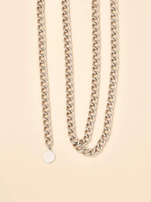 1pc Double-Layer Chain Waist Belt, Versatile For Dressessummer - Multicolor - View 2