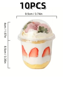 250ml/360ml/500ml夏季透明塑料甜点杯带盖，多用途酸奶、布丁、冰淇淋水果杯，适用于蛋糕、慕斯、奶昔、酸奶、冰淇淋、水果、蛋糕、派对和餐饮