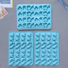 1/3 件创意海洋生物海星和鱼冰块模具，DIY 烘焙饼干和巧克力模具，软糖硅胶模具，DIY 硅胶模具冰块托盘冰块冰块柔软冰块模具冰块模具 - 彩色 - 查看 7
