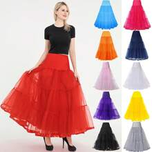 Women Puffy Organza Skirt Ankle Length Petticoat Bridal Wedding Slip Hoopless Ruffled Crinoline Underskirt Tutu Plus Size M-XL