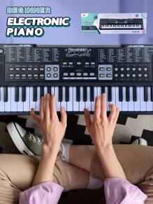 Durable 61-Key Kids Electronic Keyboard Piano With Microphone & USB – Portable Musical Instrument For Ages 3+ – Features Recording & Playback, Built-In Songs, Multiple Tones & Rhythms, Educational Learning Toy For Boys & Girls, Ideal Gift To Enhance Creativity & Coordination, Includes Music Stand & Power Adapter