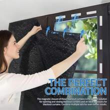 Magnetic Curtain Clips - Curtain Magnetic Clips With Adhesive For Blackout Curtains, Horizontal Blinds, Winter Window Insulation Sealing, Blackout Blind Accessories, Magnetic Curtain Clips Secure Curtains - Black - View 4