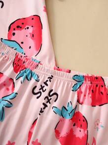 2pcs Cartoon Print Girls Children Sleepwear Set - Pink - View 5