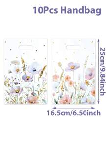 10/25/50个装春季花卉礼品袋，礼品包装袋，混合款式春季派对回礼袋，礼品袋，礼品包装袋，收纳袋，春季装饰，生日派对装饰，新娘送礼会回礼，婚礼用品，婴儿派对装饰，一周岁生日派对用品，性别揭晓派对用品，节日派对装饰，生日节日礼物 - 野花A款 - 查看 12