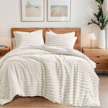 Intelligent Design Fluffy Ribbed 2/3 Pieces Cord-Textured Bedding Comforter Set,Plush 300 Gsm Fabric For Weighty Durability And Softness Comforter Sets,2 Pieces Set For Twin-Twin XL Size,3 Pieces Set For Full-Queen-King-CAL King Size,Cozy All-Season Home Textile For Stylish Home Bedroom Décor,Spring Prmo, Mother's Day Thanks Giving Gifts