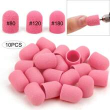 10pcs 10*15Nail Sanding Caps With Rubber Manicure Pedicure Cutter Nail Art Sanding Bands UV Gel Polish Remover Nails Tool