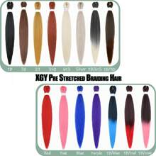 1/3/7 Packs Braiding Hair Pre Stretched 20/26/30 Inch Prestretched Knotless Kanekalon Hair Long Straight Synthetic Box Braids Yaki Texture Hot Water Setting Hair Extensions, 613#