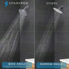 SparkPod Cabezal de regadera -Lluvia de alta presión -Diseño cromo moderno y lujoso -Instalación sencilla sin herramientas -El reemplazo ajustable perfecto para los cabezales de regadera de tu baños - ‎Gris (Carbón) - 6" Round - Ver 3