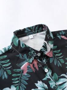 Men's Summer Vacation Tropical Plants Print Short Sleeve Casual Shirt