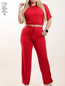 MHG Paquete de 3 conjuntos Camiseta de cuello redondo y mangas estilo murciélago y pantalones con cordón en la cintura cómodos , suaves, a la moda,  elásticos, ideales para primavera, verano, otoño, regalo, - Azul / Rojo /  Verde oscuro - Ver 3