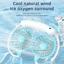 Ventilador de cuello portátil de 360° con rotación libre, recargable por USB, mini ventilador personal con poco ruido y flujo de aire potente, diseño de auriculares, apto para deportes, oficina, hogar, exterior, viajes, trabajo