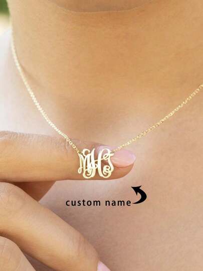 Custom Monogram Letter Necklaces For Women Men Personalized Name Stainless Steel Necklace Pendant Simple Statement Customized Jewelry Best Friend Christmas Gifts,Silver,Stylish,Colorful,Vintage,Simple,Unisex,Casual,Cuties,Custom,Personalized,Unique,Ideal Gifts For Him,Ideal Gifts For Her,Her,Boyfriend,Girlfriend,Dad,Mom,Family,Friends,For Anniversaries,For Birthdays,For Graduation,For Prom,For Party,Promseason,Chic Autumn,Jewelry & Watches,Customized Fashion Word Necklaces