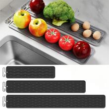 1 Kitchen Silicone Drying Mat With Hook - Quick Drying, Heat Resistant Countertop Protection Mat, Non-Slip Cutting Board And Cutlery Drain Mat, Suitable For Sink, Bar Or Countertop, Dish Drying Mat