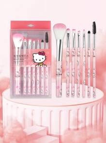 Sanrio Set di 7 pennelli trucco Hello Kitty di Sanrio, pennelli morbidi e portatili per il trucco
