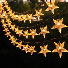 1 pièce Guirlande d'étoiles solaires pour la décoration extérieure et l'éclairage de jardin - Lumières LED polyvalentes pour la décoration de la chambre, la décoration murale et les occasions spéciales, économique, idéal pour créer une atmosphère chaleureuse et accueillante