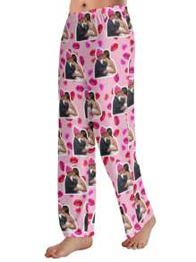 Funny Customized Men's Pajama Pants, Unique Photo Printed Sleepwear, Cozy And Comfortable Personalized Pants For Men, Ideal Birthday, Christmas, Anniversary Gift For Boyfriend, Husband, Or Friends - Pink - View 7