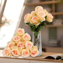 10 Stücke Seidenrosen, 20.1" künstliche Rosen mit weichen Dornenstielen, lebensechte Künstliche Blumen für Hochzeit Strauß, Tisch-Mittelstücke, Heimdekor