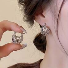 1 Pair Fashionable Hoop Earrings For Girls, Suitable For Daily Wear, Party Jewelry, Birthday Gift