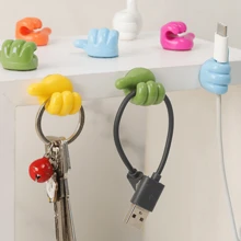 10 piezas (colores mezclados) Clips organizadores de cables multifuncionales con forma de pulgar, lindos y creativos clips adhesivos para cables, sin daños y sin necesidad de perforación