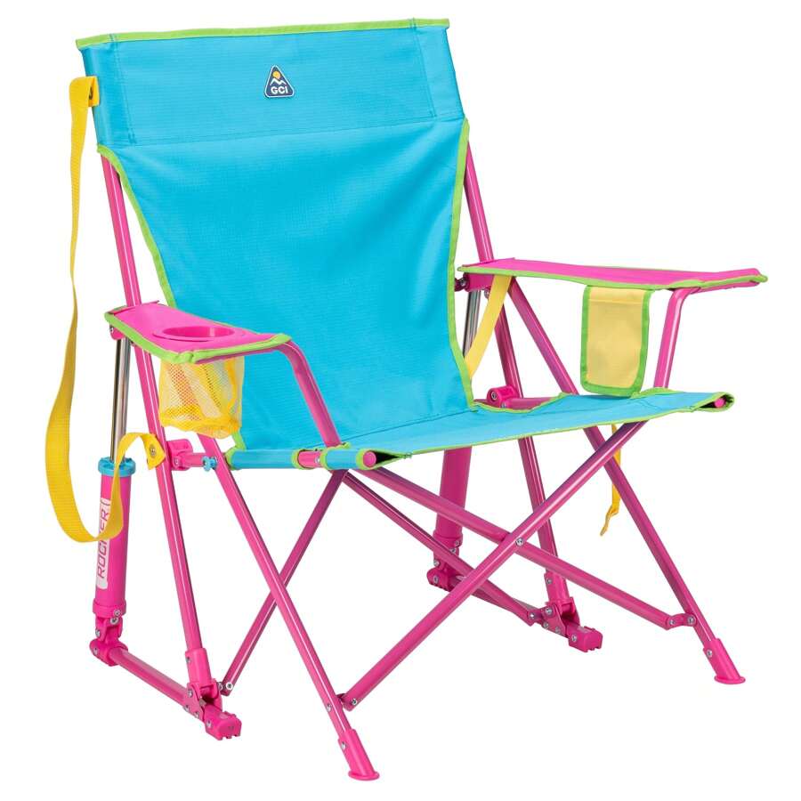 GCI Outdoor Kickback Rocker Foldable Rocking Camp Chair, Pastel Green - Blue - View 1