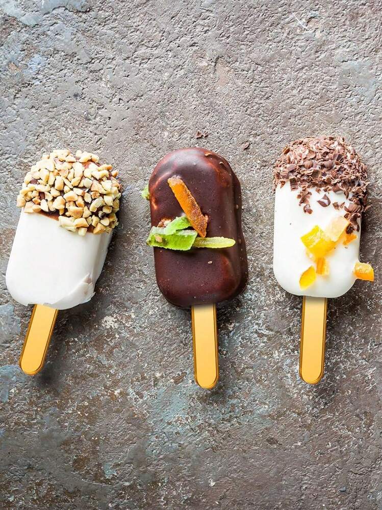 20 piezas Pinchos acrílicos transparentes multifuncionales, palitos de helado, palitos de caramelo y helado reutilizables pequeños, accesorios DIY para polos - Multicolor - Añade 8