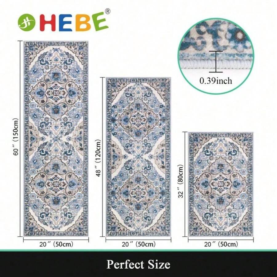 YISHEN Washable Farmhouse Kitchen Rugs Sets Of 3 Non Slip Kitchen Rugs And Mats Boho Kitchen Mats For Floor Kitchen Runner Rug Kitchen Carpet Rug Runner For Hallways Kitchen Laundry 324809