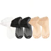 New Summer Short Socks Women Mesh Lace Transparent Lolita Style Invisible Thin Non-Slip Short Ankle Black Low Cut Boat Socks - Multicolor - View 12