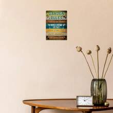 1件红色海洋花园规则金属墙牌，2D平面设计金属装饰牌匾，新颖花园小屋夏季小屋标牌，适用于户外装饰、室内装饰，预钻孔，孔位随机样式 - 彩色 - 查看 3