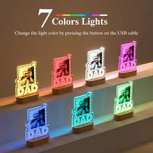 Personalized Gifts For Dad: No.1 Dad Picture Frame Customized Night Light Father-Day Birthday Gifts From Daughter/Son - Warm Color - View 7