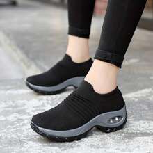 Women's Everyday Sneakers With Air Cushion And Breathable Construction - 黑色 - 查看 3