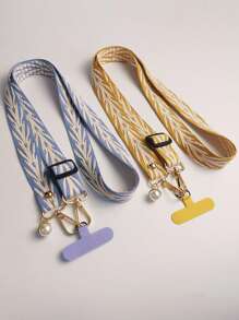 1pc Long Woven Rope Crossbody Strap With Pearl Pendant, Women Fashion Braided Phone Lanyard, Necklace Strap For Outdoor Travel Phone Protection Gifts For Mother, Family, Friends, Birthday, Holiday Phone Charm, Phone Chain - Multicolor - View 5