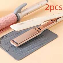 1/2pcs Silicone Heat Resistant Mat, Straightener Storage Pad, Prevents Damaging Table Surface From Hair Straightener & Blow Dryer, Convenient For Straightener Storage