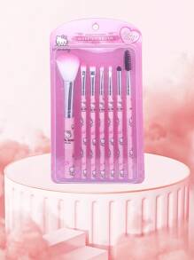 Sanrio Set di 7 pennelli trucco Hello Kitty di Sanrio, pennelli morbidi e portatili per il trucco