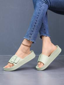 欧美风格单扣 EVA 厚底拖鞋，休闲舒适户外人字拖，双扣轻便防滑女士沙滩凉鞋 - 薄荷綠 - 查看 9