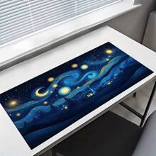 1 buc. Mouse Pad extins pentru jocuri, anti-alunecare, design cu model de artă cu cer înstelat, covoraș de birou durabil, cu margini cusute precise, potrivit pentru sporturi, computer și birou, covoraș de masă, covoraș pentru insulă