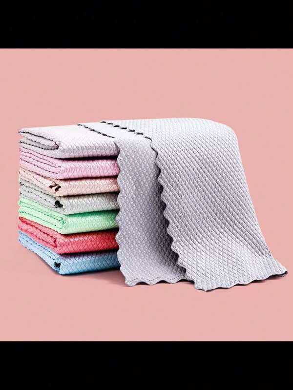 1/5/10pcs, Fish Scale Glass Wiping Cloth, Household Cleaning Cloth, Stains Removal Cloth, Dishwashing Cloth, Window Wiping Towel, No Trace, Multipurpose Rag, Cleaning Supplies, Cleaning Tool, Back To School Supplies,Kitchen,Bathroom