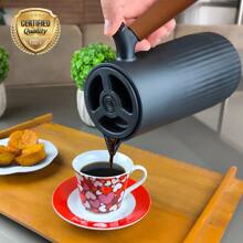 Nordic Minimalist Thermal Coffee Tea Bottle With Wooden Handle 1 Liter