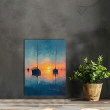 1 Pc Chic Sea Boat Canvas Art  Wooden Framed Canvas Painting -  Thickness 2.25cm/1inch,Home Gift Decoration, Room Decoration Aesthetic, Wall Decoration Art, Perfect Gift, Autumn And Winter Wall Decoration, Living Room Decoration, Bedroom Decoration, Kitchen Decoration, Entry Decoration, Bathroom Decoration, Direct Wall Painting, High Quality Wall Painting Poster