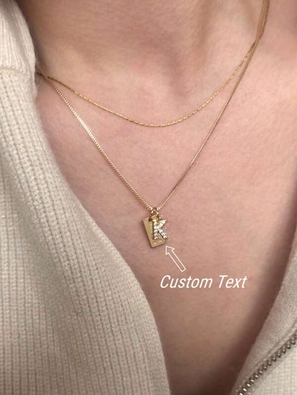 1 pieza Collar con colgante de acero inoxidable con inicial personalizada "MAMA", con cadena minimalista y charms con circonita cúbica brillante, un regalo único y personalizado para novia, mamá, familia, hija, aniversario, Día de la Madre, cumpleaños, graduación, uso diario, boda, baile de graduación, en temporada de otoño, estilo minimalista y sencillo.