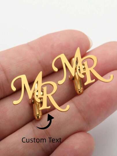Custom Two-Letter Cufflinks For Men, Custom Stainless Steel Cufflinks, For Men's Suit, Shirt, Wedding, Business, Father's Day Gifts, School Supplies, Back To School, For Office, For School, For Classroom, For Teacher Gifts, For University, For Colleague, For Dorm Rooms, For Teacher, For Boys And Girls, For Teenagers, Junior High School Students, Middle School Students, High School Senior High School Students, College Students, Customized Cufflinks & Buttons, Easy Comfort,Forest Tones